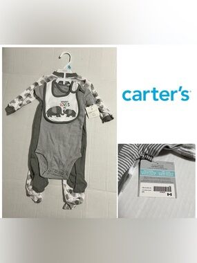 🆕CARTER’S - 6M - NWT - INFANT BOYS 4PC GREY ELEPHANT SET